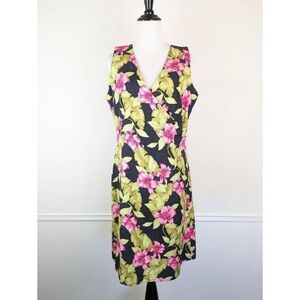 Tommy Bahama Vintage Womens Size 10 100% Silk Hawaiian Floral Aloha Dress